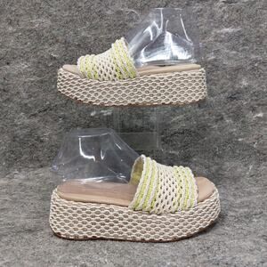 Rag & Bone Logan Platform Sandals Women's Size 36.5 Yellow Slides Crochet Twee